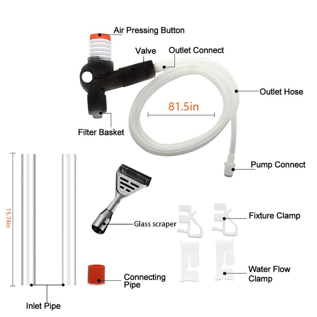 Aquarium Gravel Cleaner Fish Tank Kit Long Nozzle Water Changer BPA Free D202