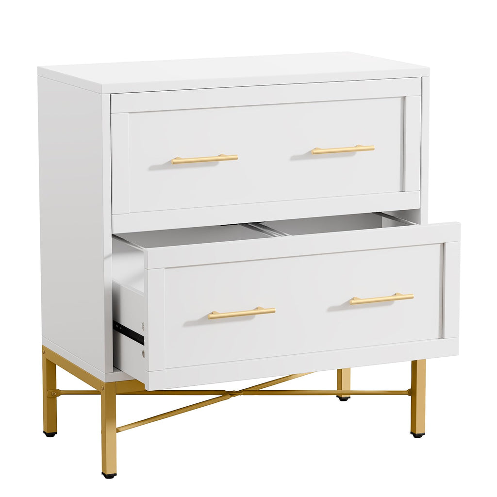 White 2 Drawer Wood File Cabinet Y6577