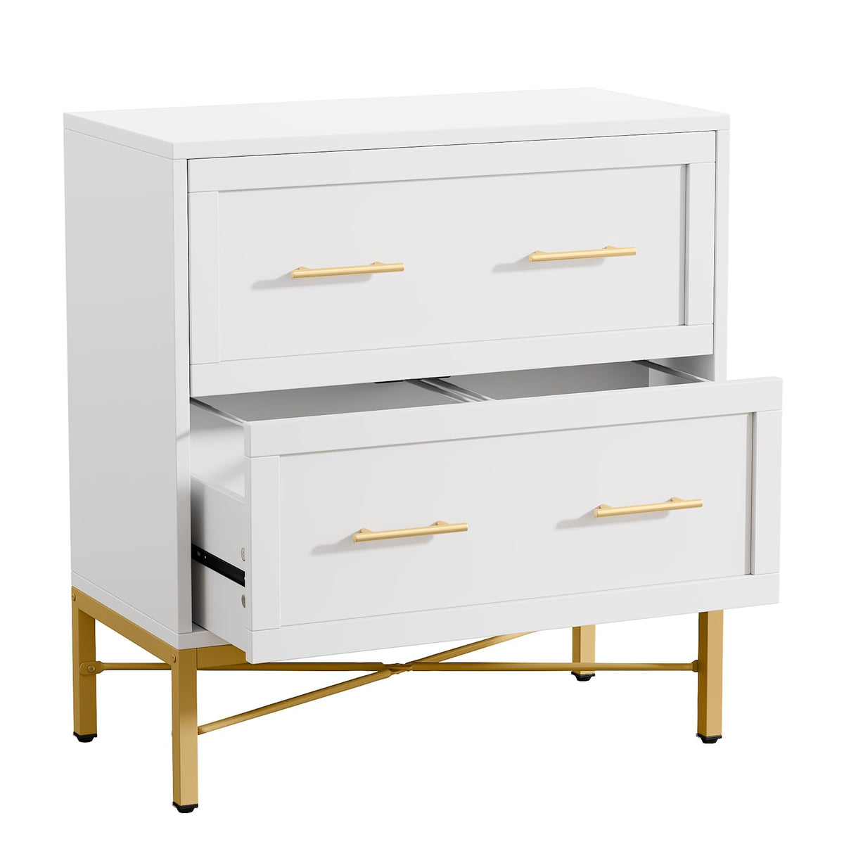 White 2 Drawer Wood File Cabinet Y6577