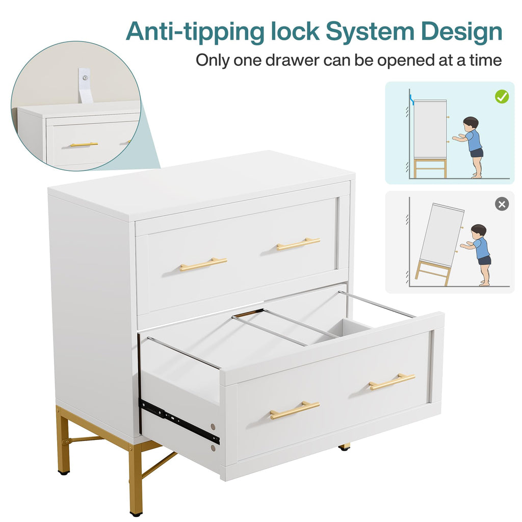 White 2 Drawer Wood File Cabinet Y6577