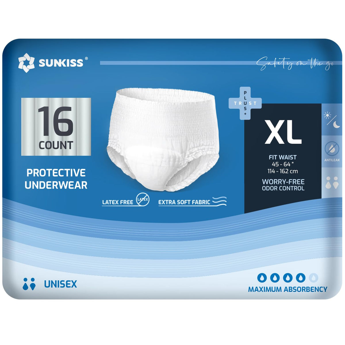 Incontinence Disposable Underwear XLarge 16 Count & Wet Wipes 200 Count A476313