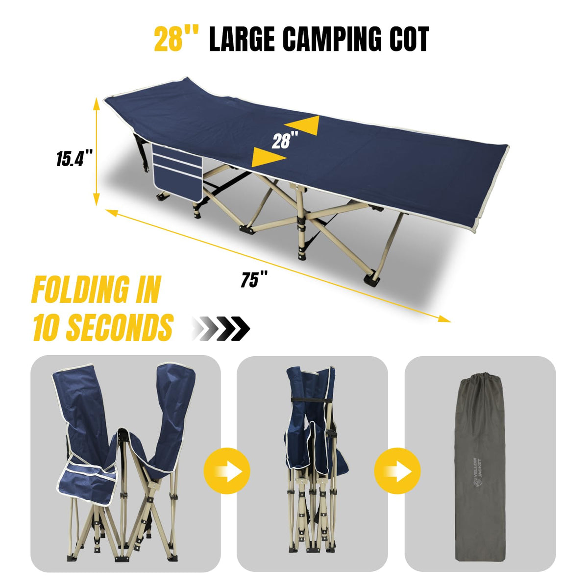 Folding Camping Cot with Removable Mattress and Carry Bag B414868