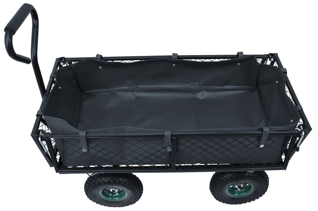 Heavy Duty Garden Cart, 400 Lb Capacity, Mesh Steel Folding Utility Wagon, Black B651143