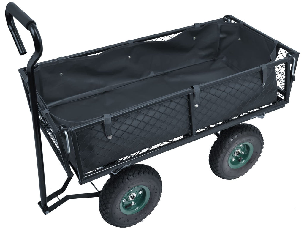 Heavy Duty Garden Cart, 400 Lb Capacity, Mesh Steel Folding Utility Wagon, Black B651143