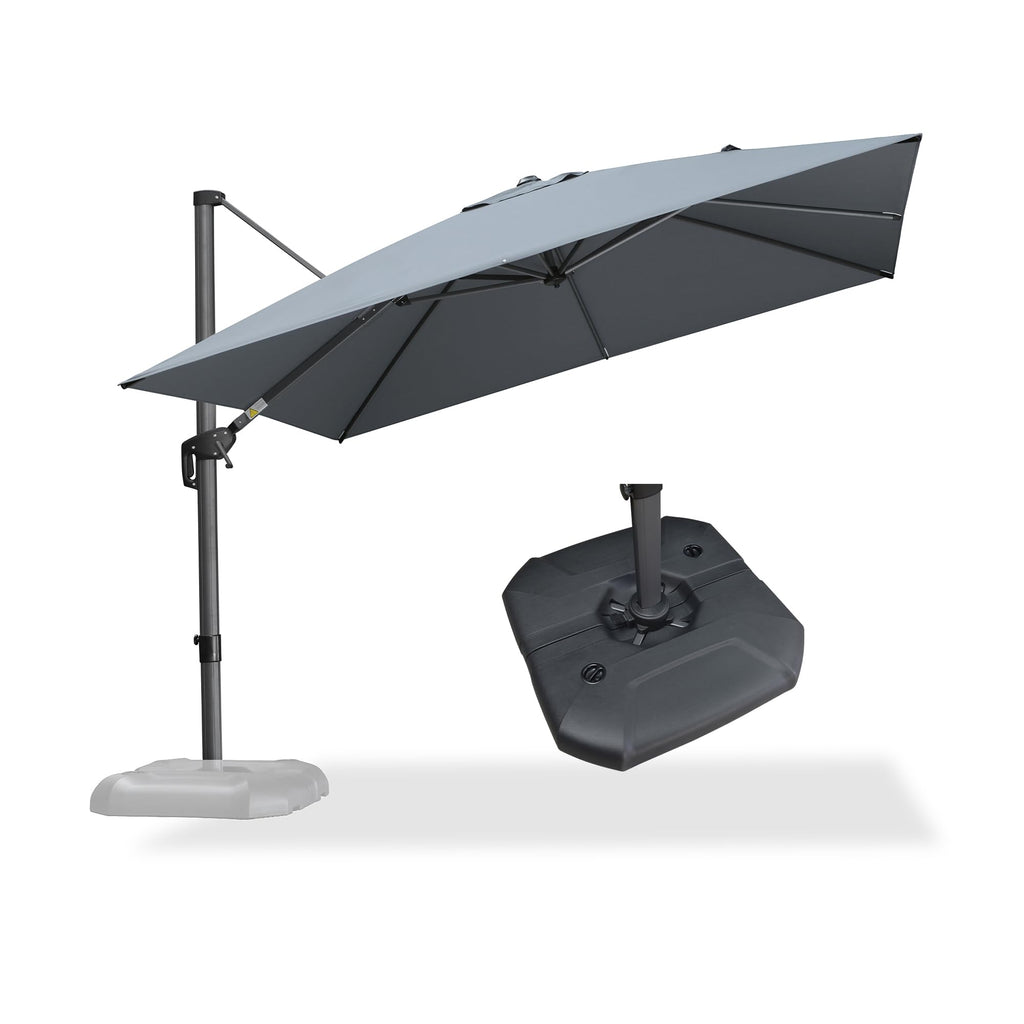 Light Grey Patio Umbrella with Base 10' x 10' E3749