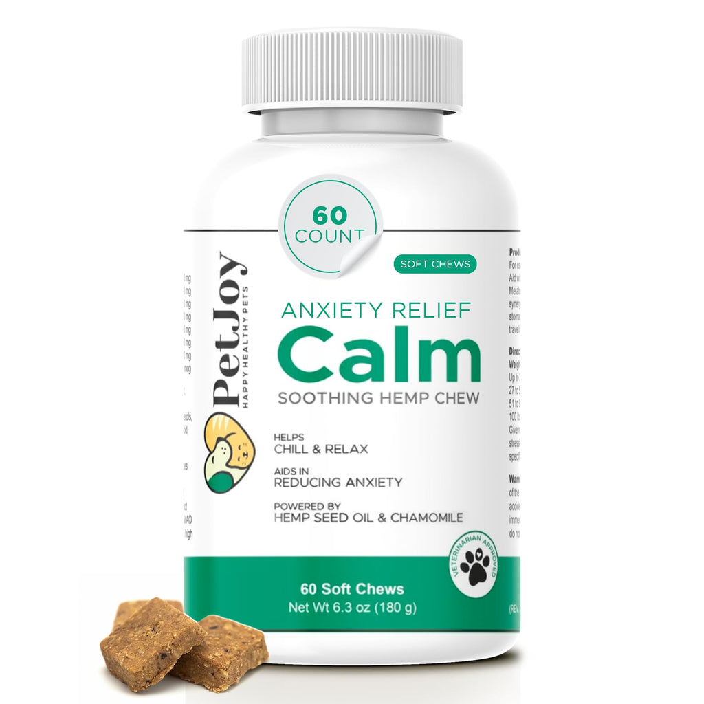 Hemp Calming Chews for Dogs with Chamomile 60 Bacon Treats Q91258
