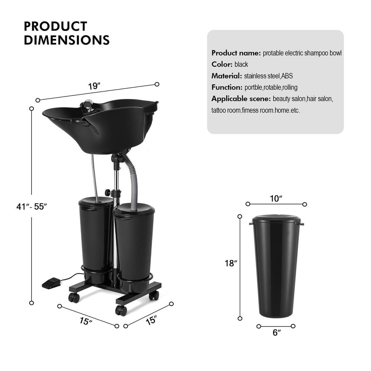 Portable Hair Washing Basin with Electric Pump H78254