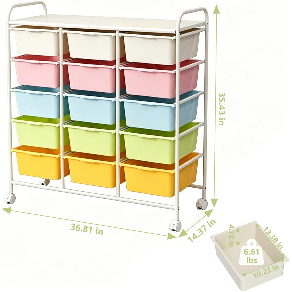 15 Drawer Rolling Storage Cart with Wheels K4533