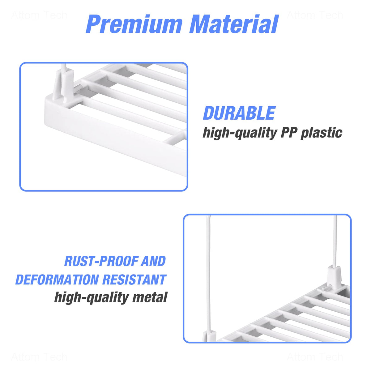 4-Pack Stackable Plastic Kitchen Storage Shelf Foldable Rack White U371