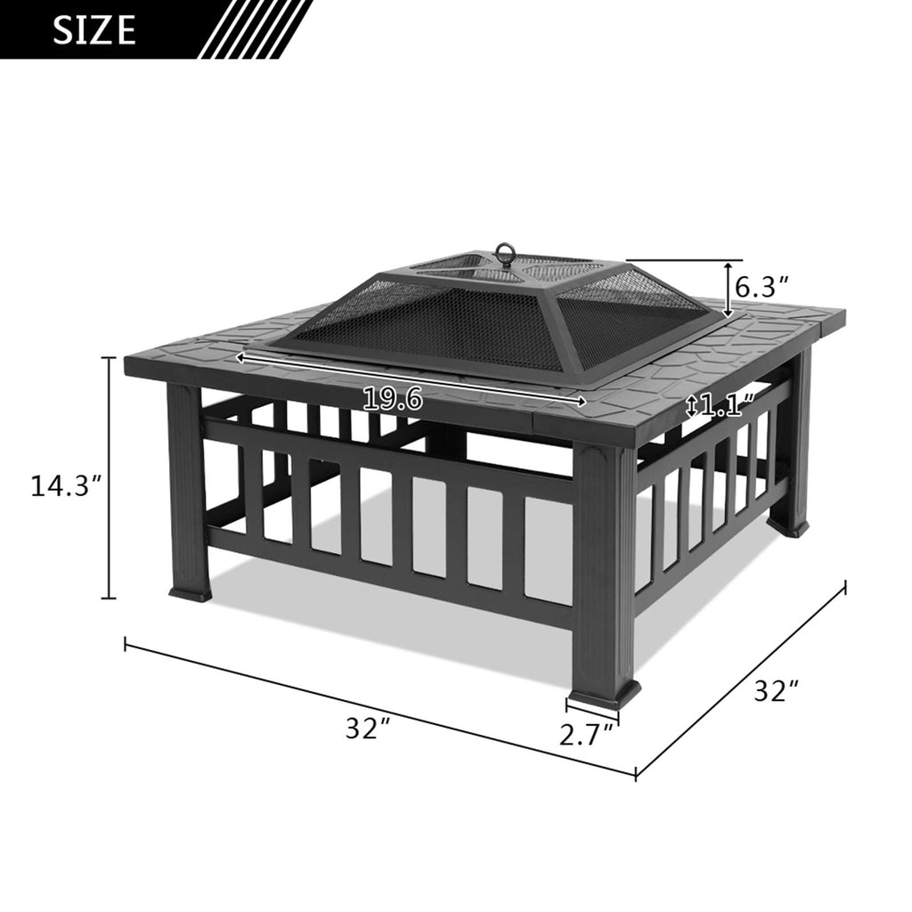 32 Inch Black Metal Wood Burning Fire Pit R71039