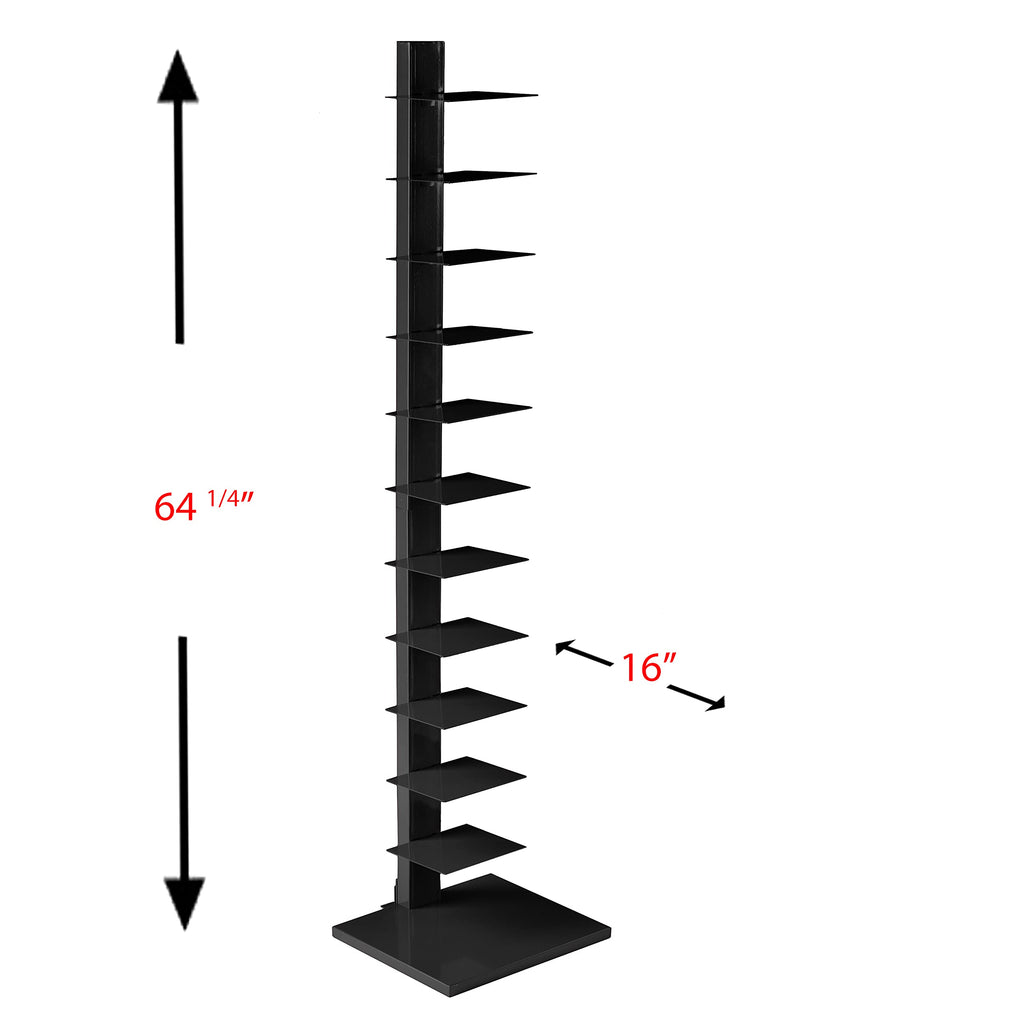 Black 12 Shelf Metal Book Tower H554166