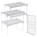 4-Pack Stackable Plastic Kitchen Storage Shelf Foldable Rack White U371
