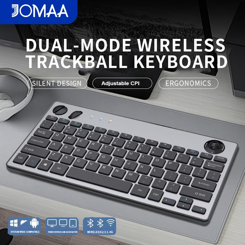 78 Keys Dual Mode Wireless Trackball Keyboard C842954