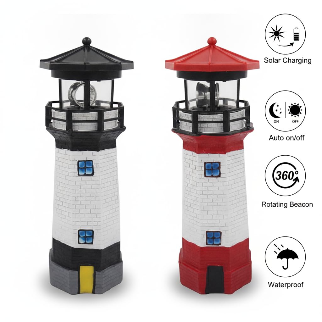 Solar Lighthouse Rotating Beacon Light Z78008