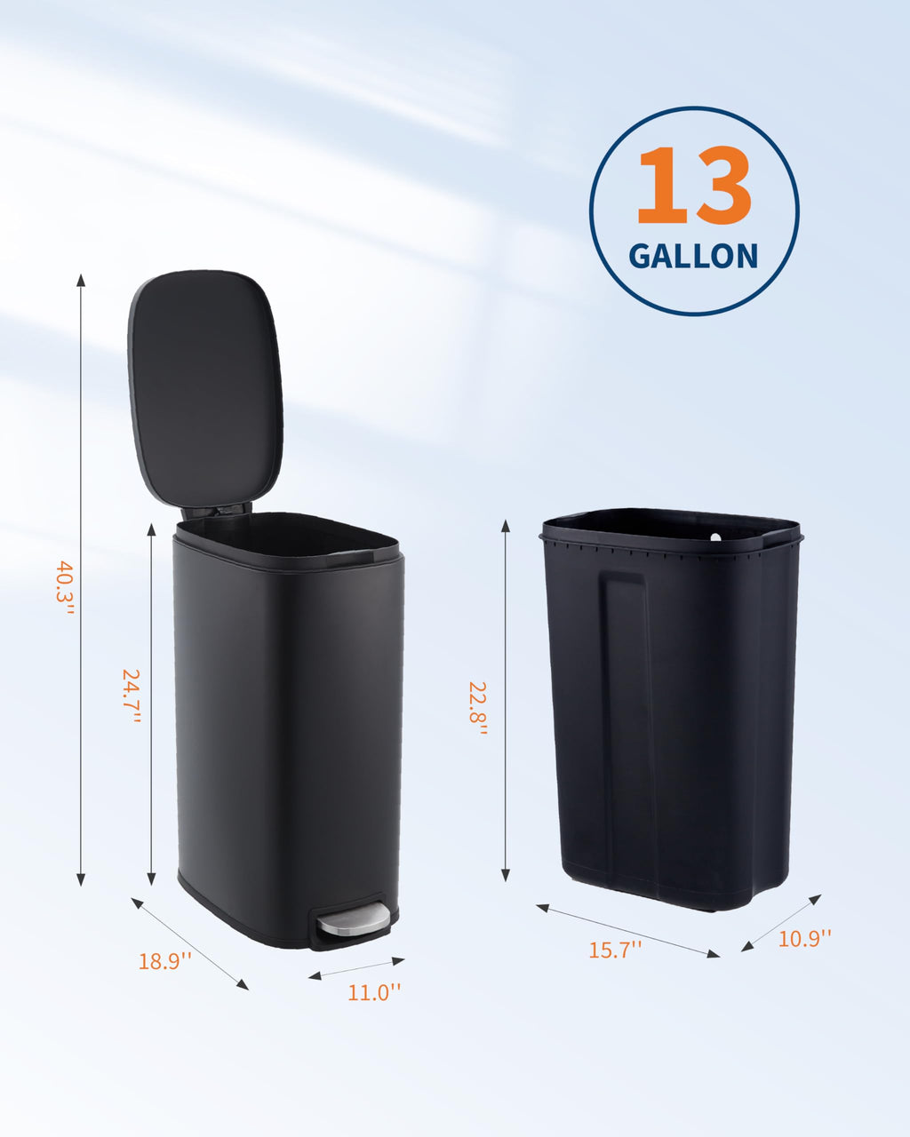 13.2 gal Slim Step Trash Can R645