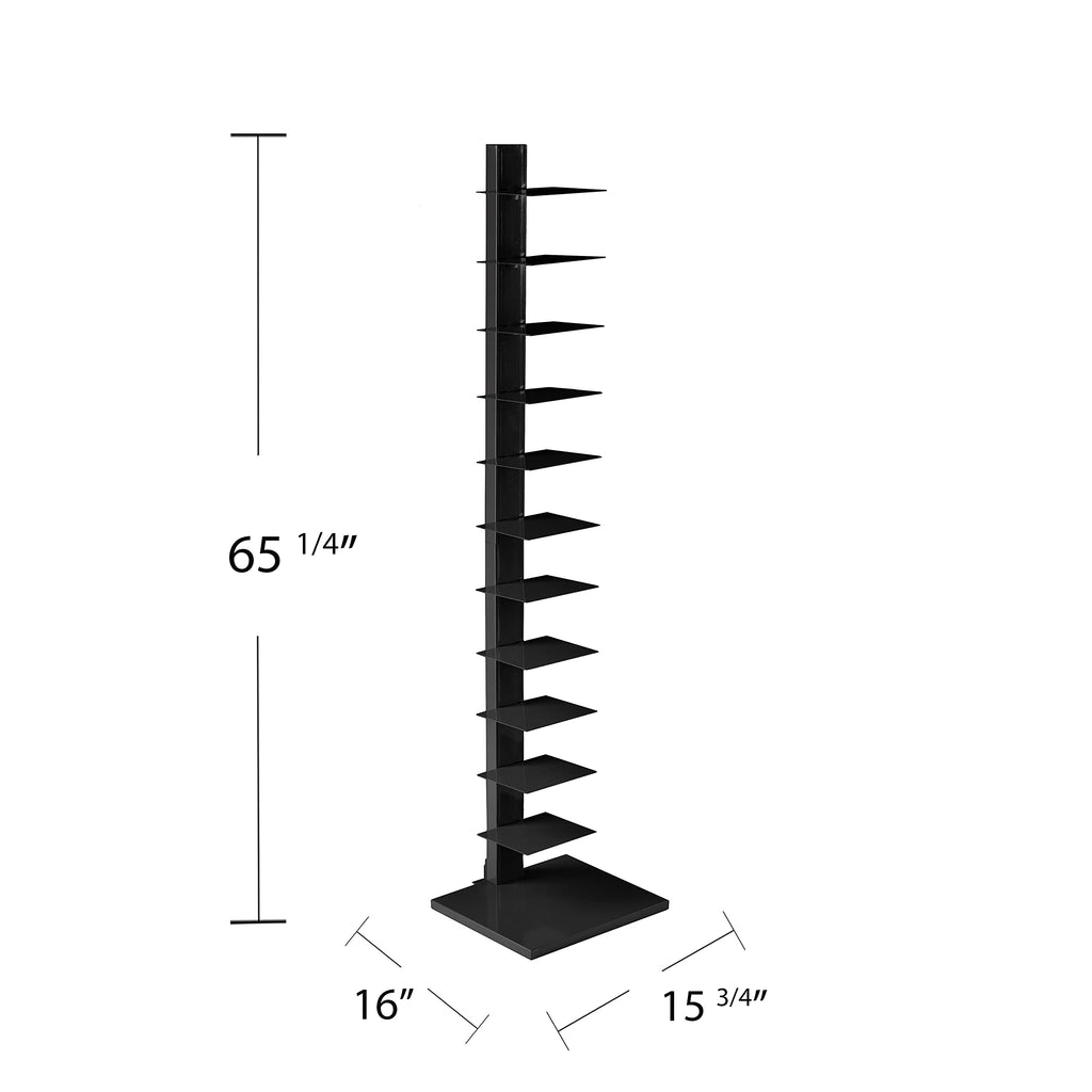 Black 12 Shelf Metal Book Tower H554166
