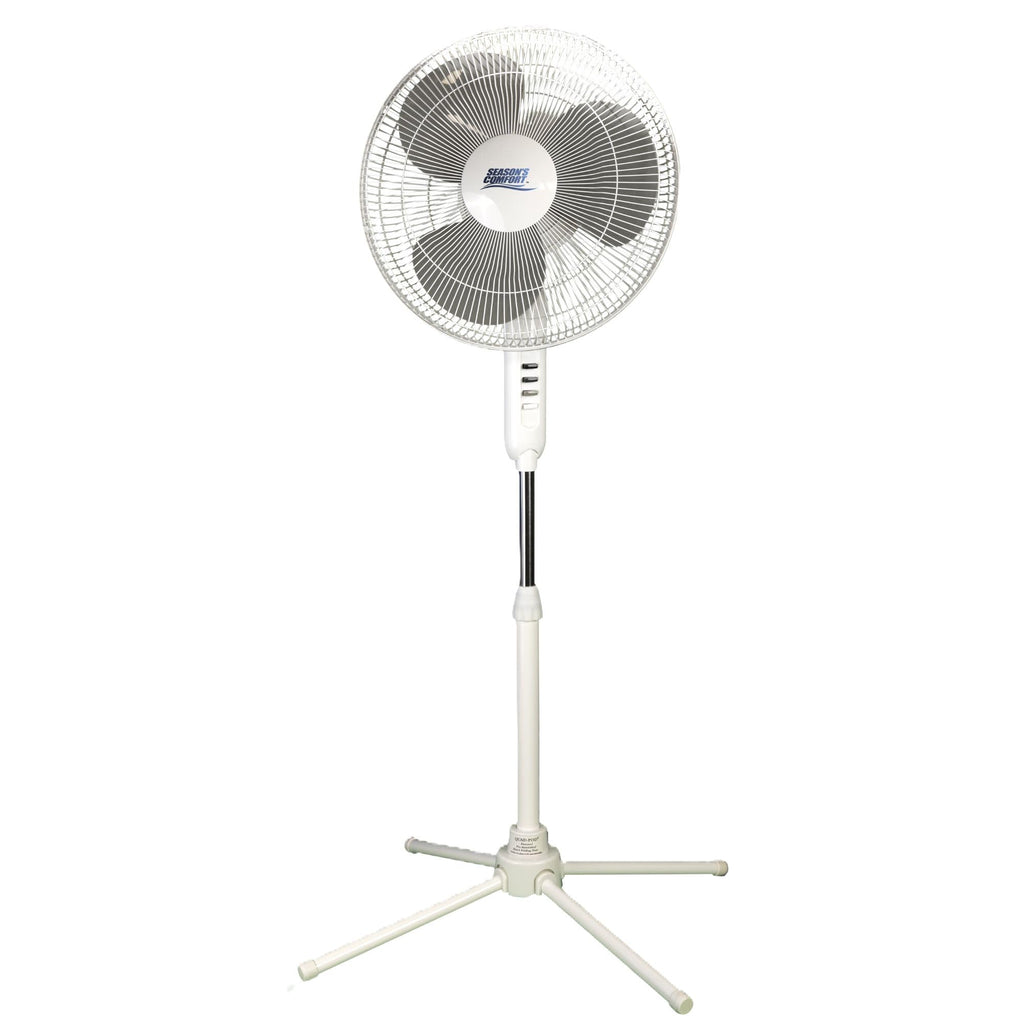 16 Inch Oscillating Pedestal Fan White 3 Speeds Adjustable Height S28401