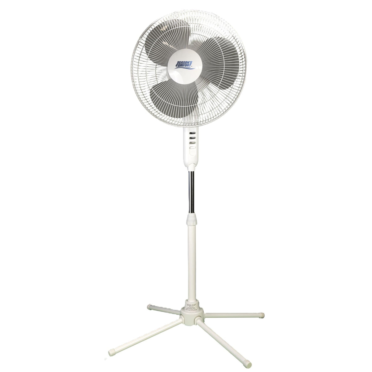 16 Inch Oscillating Pedestal Fan White 3 Speeds Adjustable Height S28401