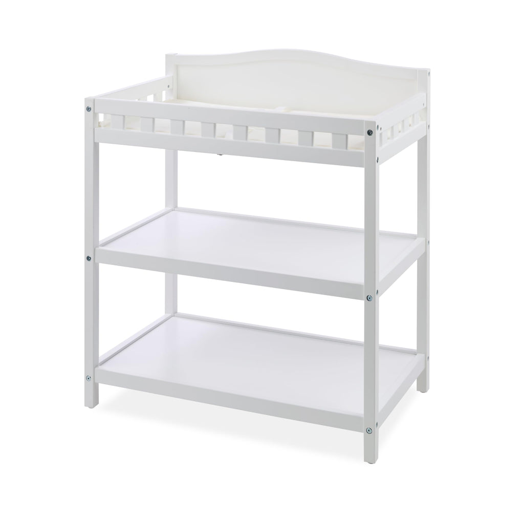 White Baby Changing Table with Pad & Storage Shelves S35611