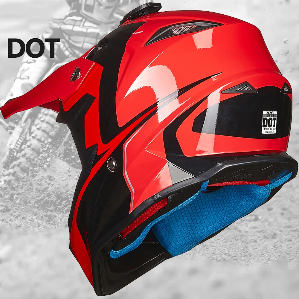 Adult Dirt Bike Helmets ATV Motocross Helmet with Camera Mount DOT Red Black M W86384