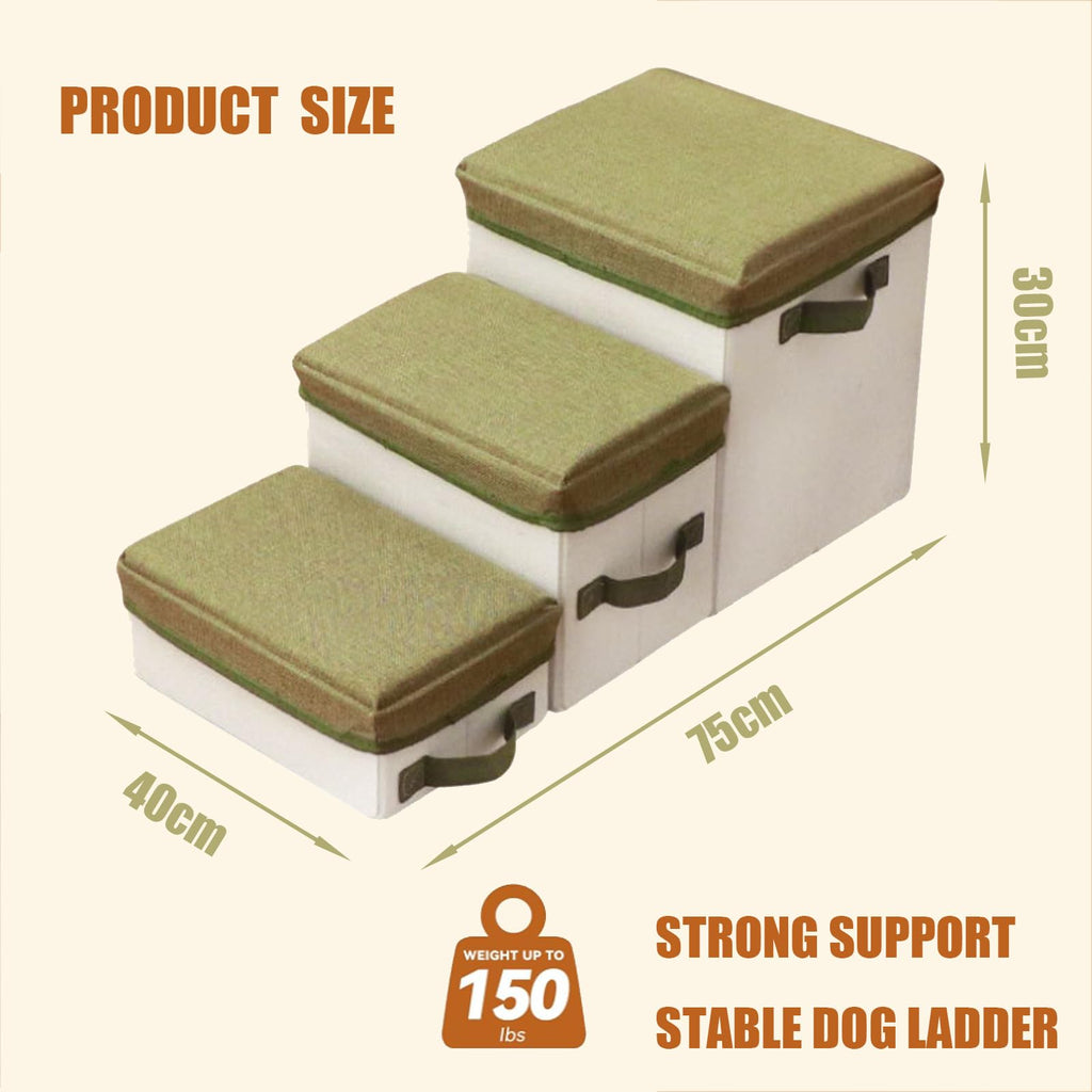 3 Step Foldable Non-Slip Dog Stairs with Storage J6916