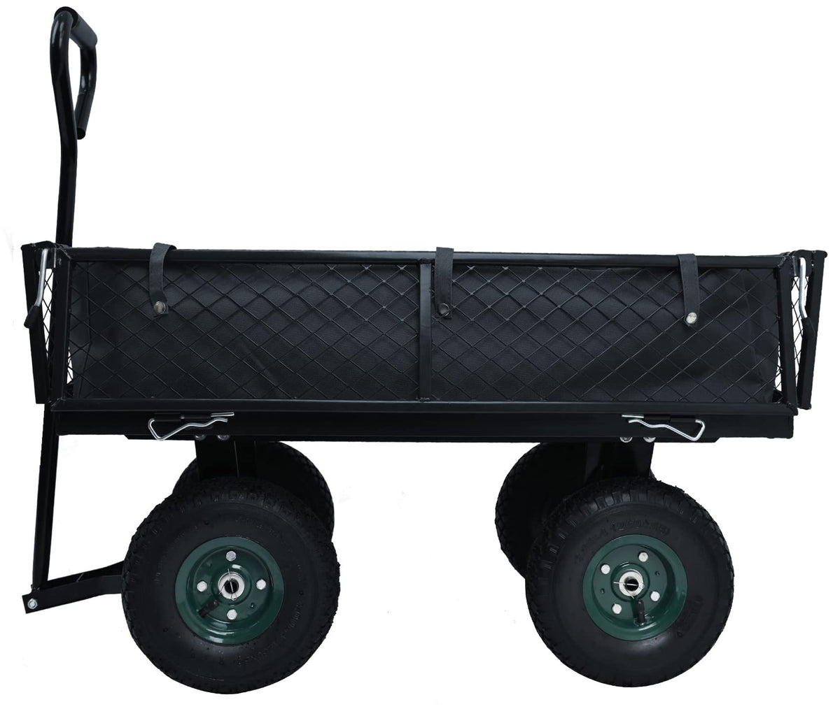 Heavy Duty Garden Cart, 400 Lb Capacity, Mesh Steel Folding Utility Wagon, Black B651143