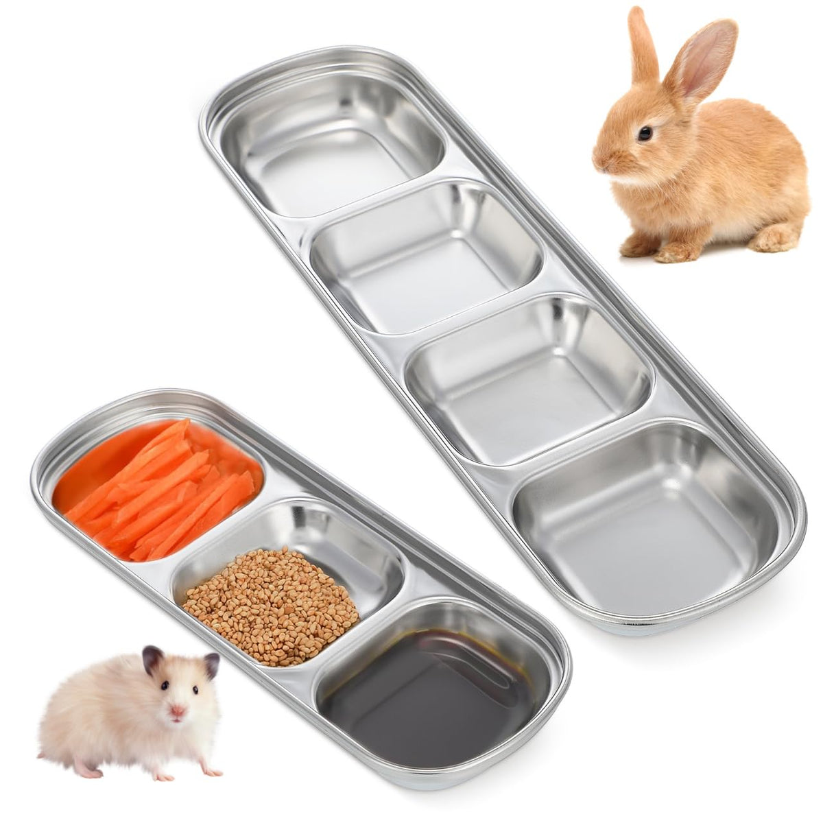 Stainless Multi-Grid Divided Feeding Tray 2 Pack D757