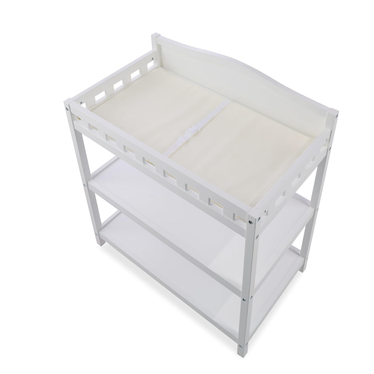 White Baby Changing Table with Pad & Storage Shelves S35611