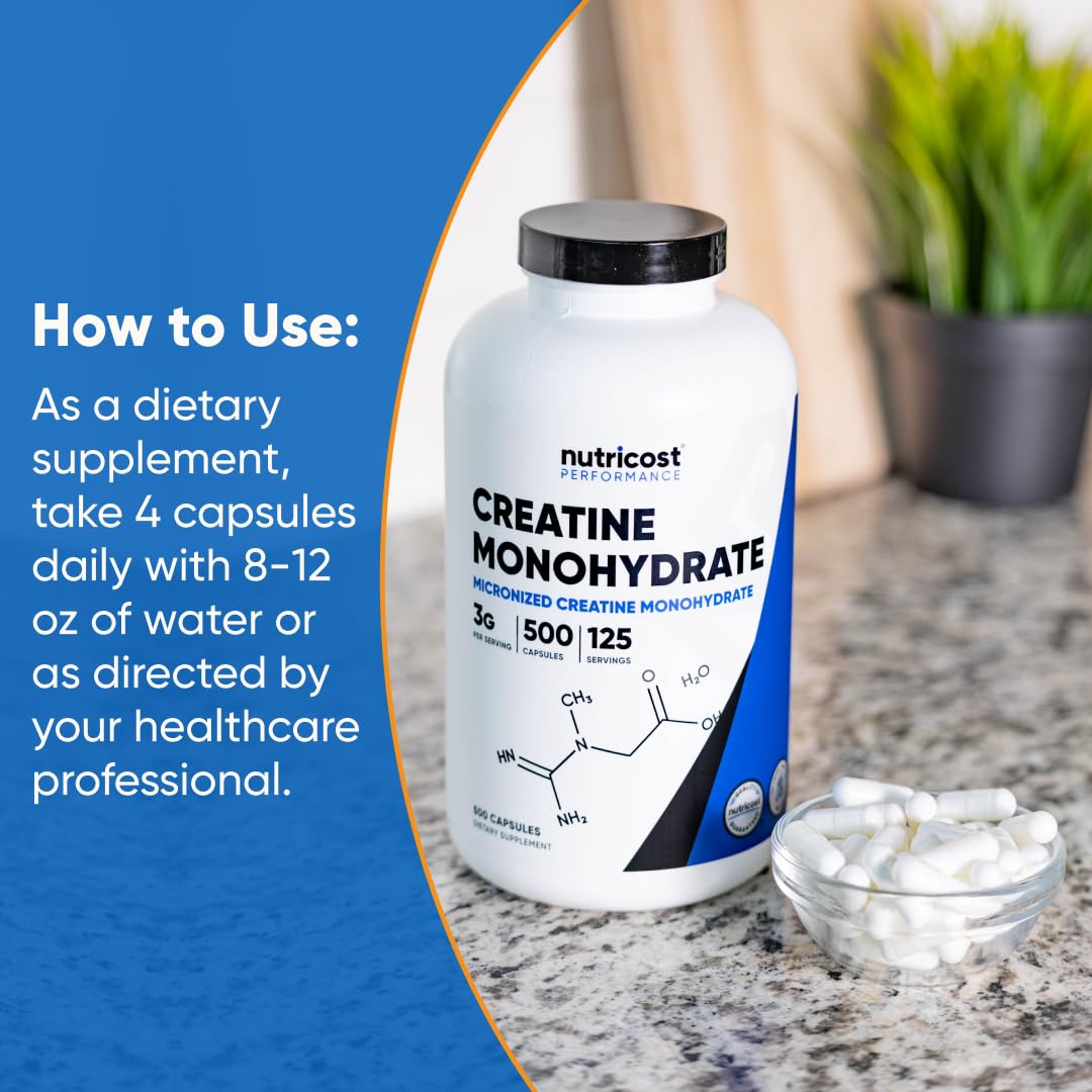 Micronized Creatine Monohydrate 3,000mg 500 Capsules Q1662