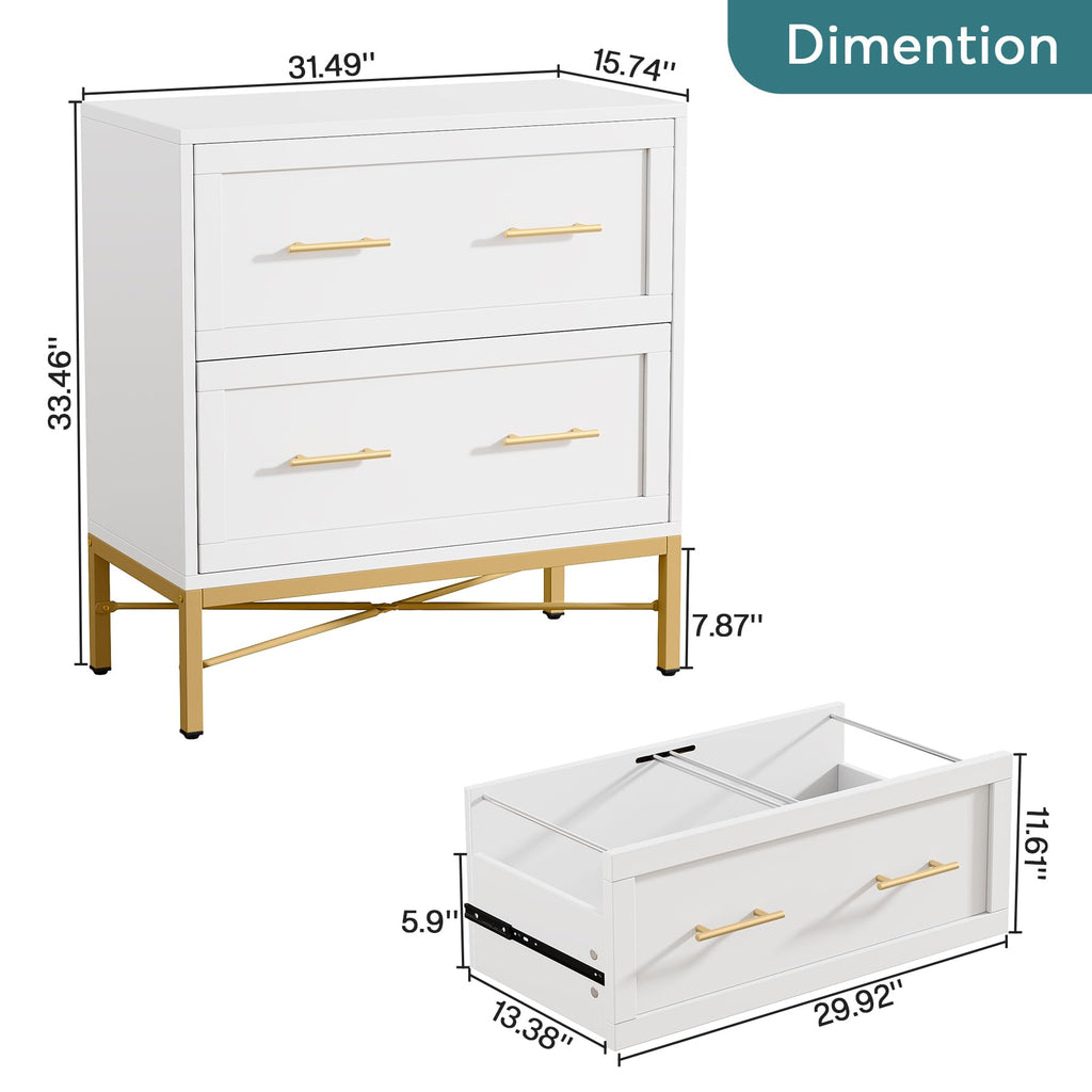 White 2 Drawer Wood File Cabinet Y6577