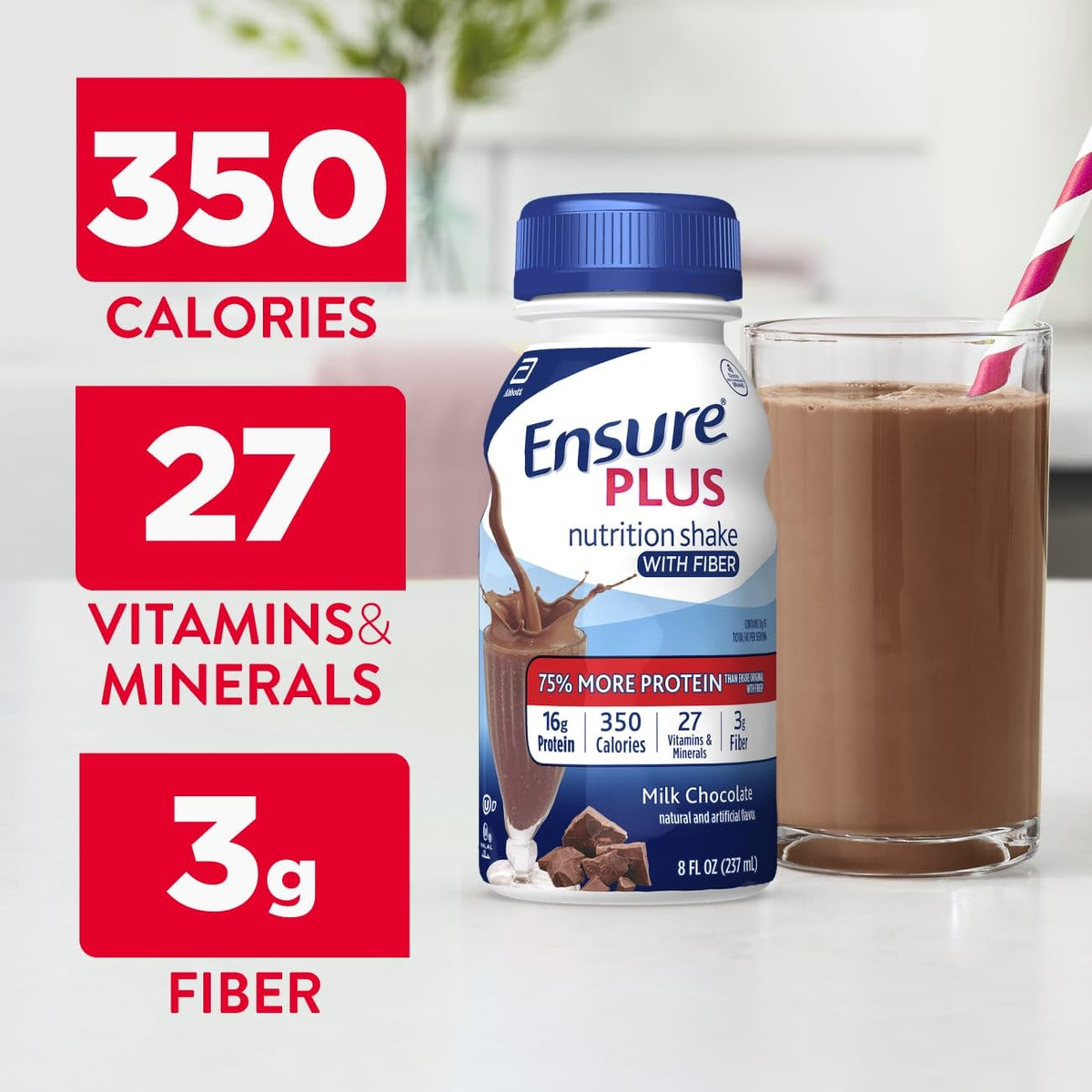 Milk Chocolate Nutrition Shake With Fiber, 24 Pack Y11583