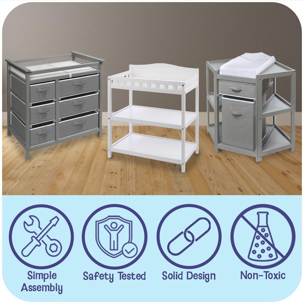 White Baby Changing Table with Pad & Storage Shelves S35611