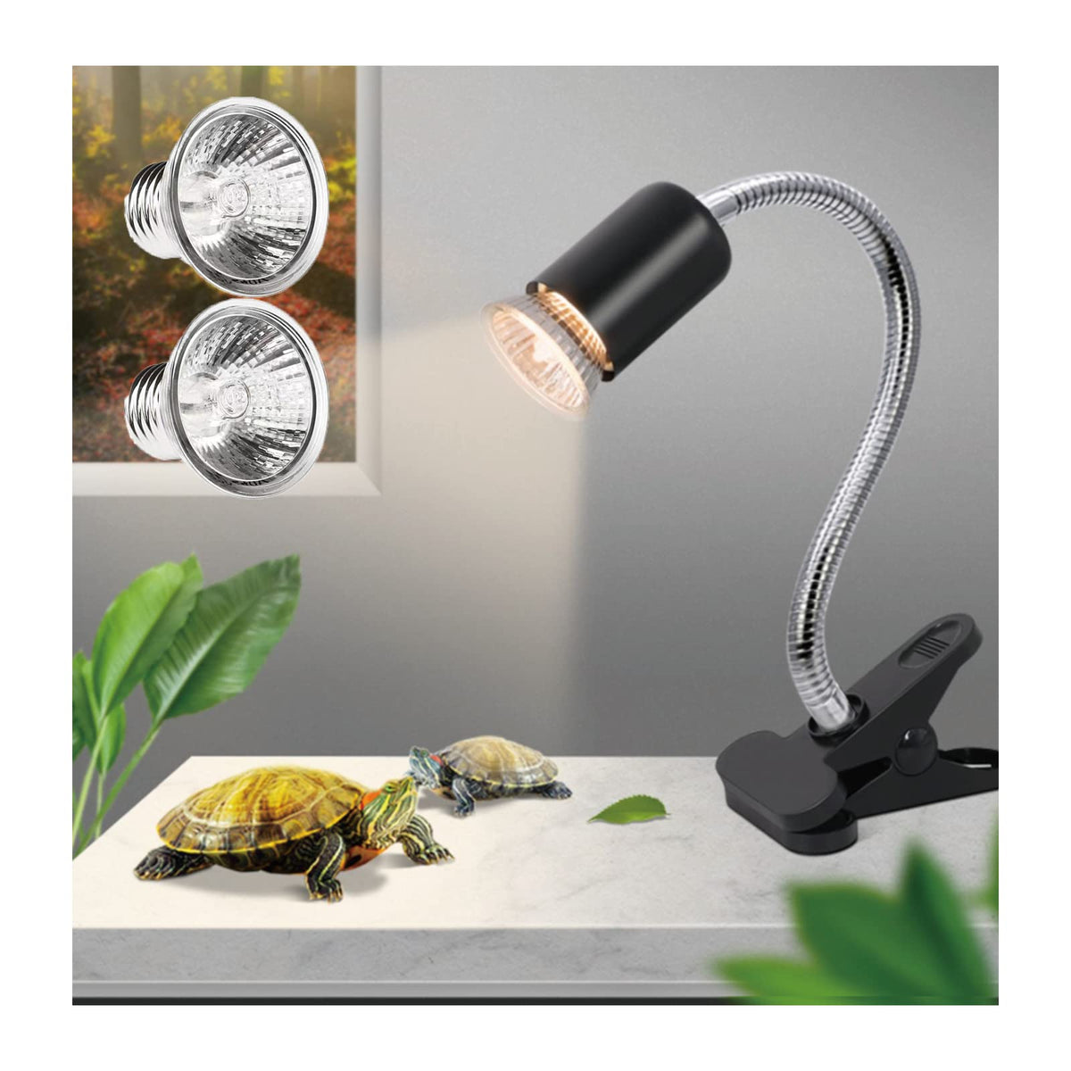 UVA UVB Reptile Heat Lamp with Two Heat Bulbs D871160