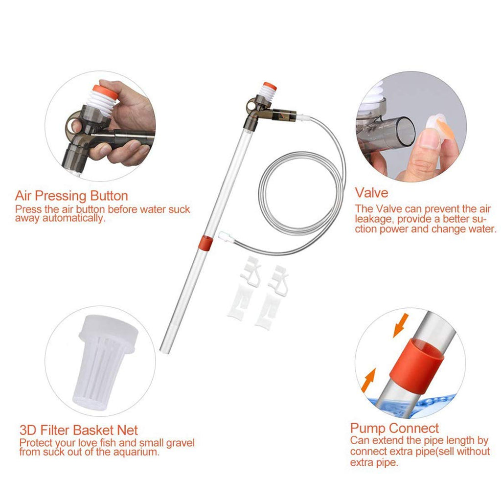 Aquarium Gravel Cleaner Fish Tank Kit Long Nozzle Water Changer BPA Free D202
