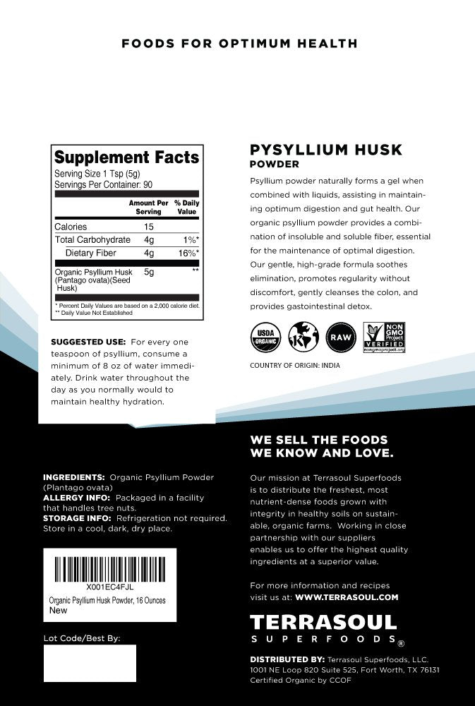 Organic Psyllium Husk Powder, 1 Lb Y2975