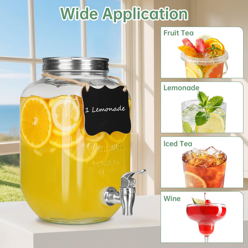 1 Gallon Glass Beverage Dispenser Jars K60013