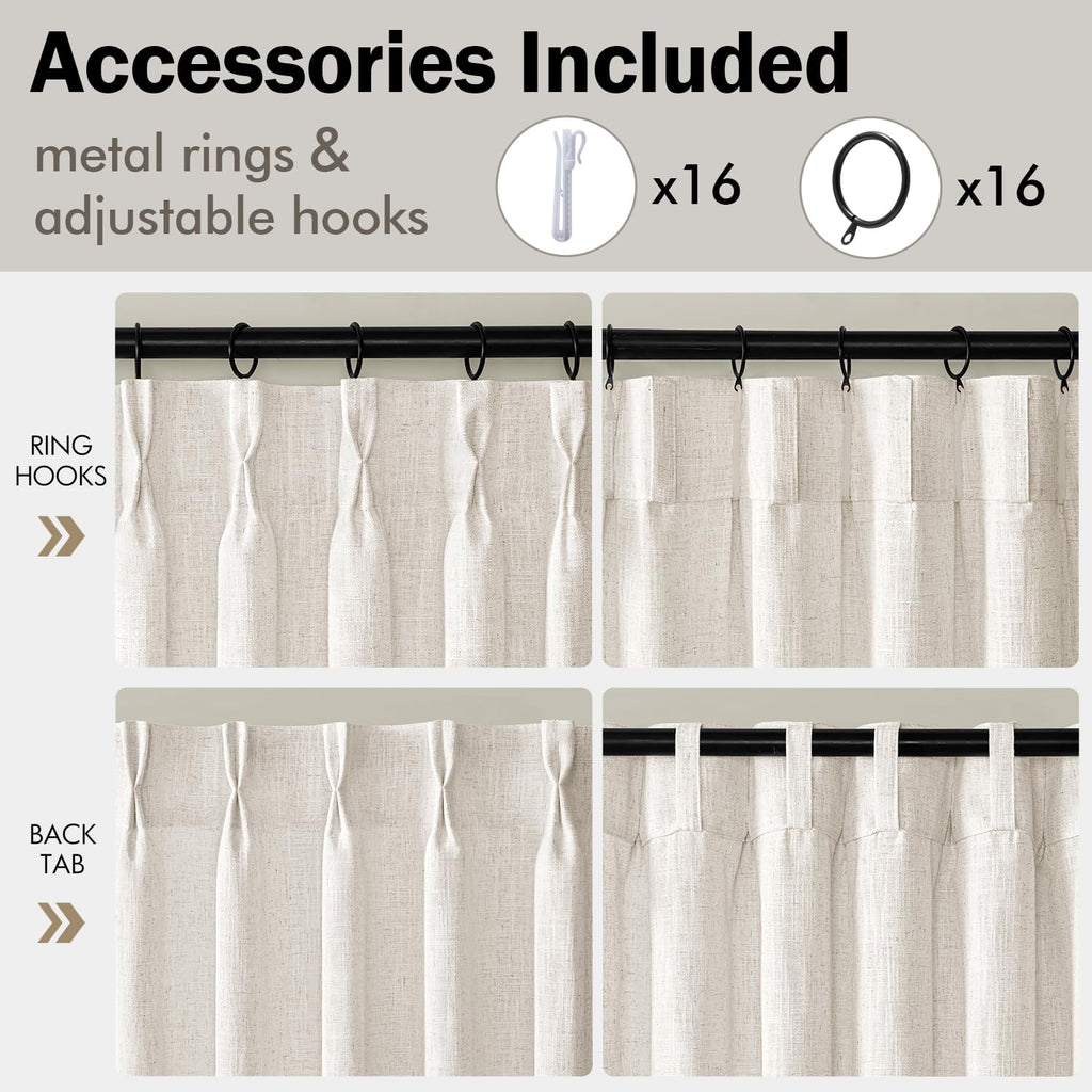 120 Inches Long 2 Panels Linen Curtains B161