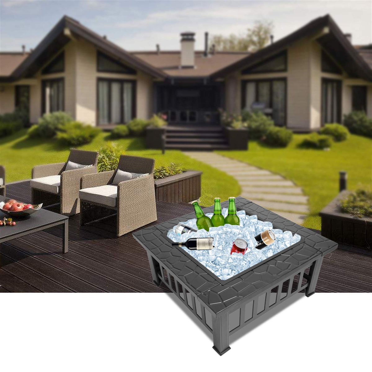 32 Inch Black Metal Wood Burning Fire Pit R71039