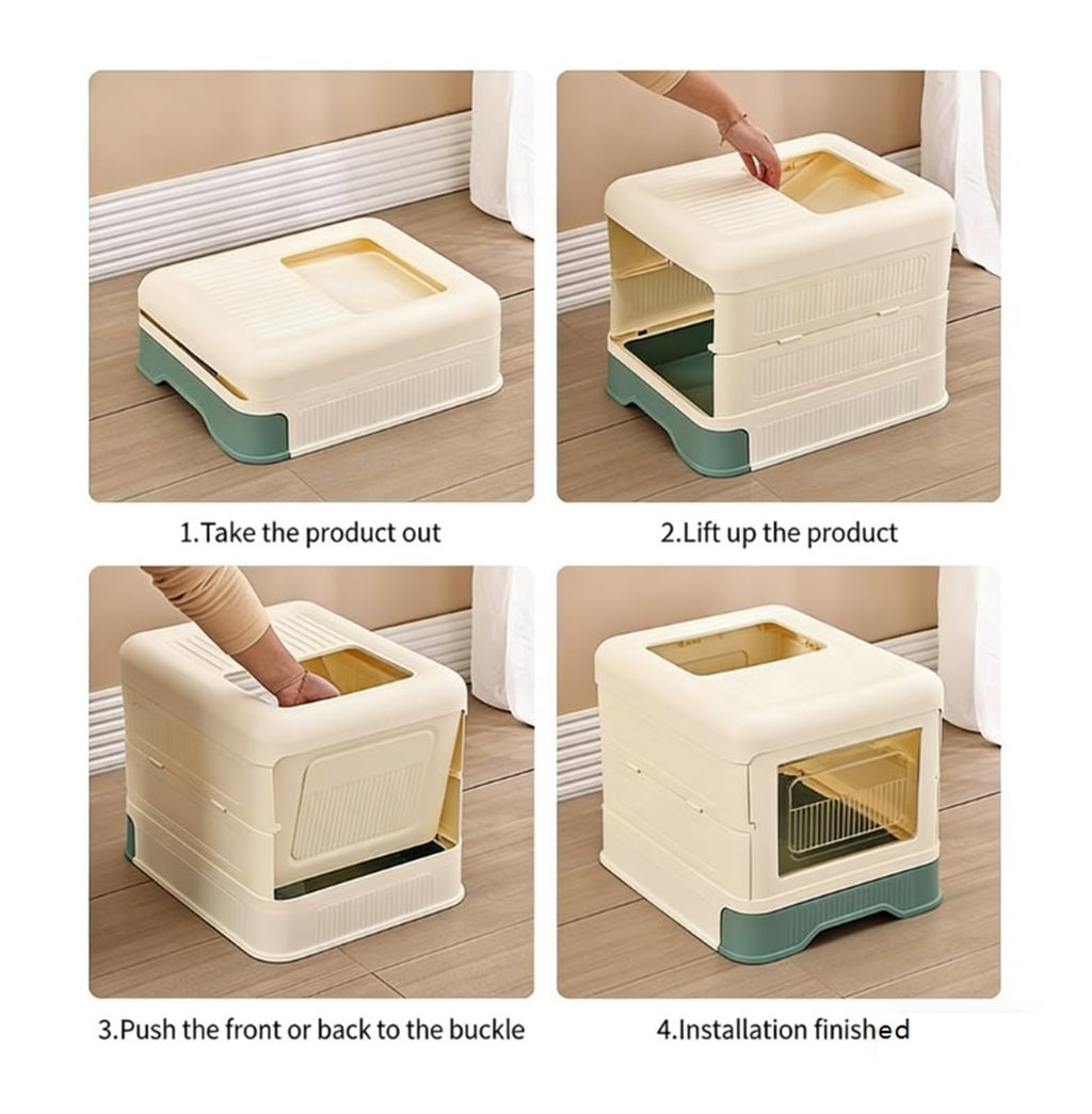 Fully Enclosed Cat Litter Box with Lid and Drawer S3427