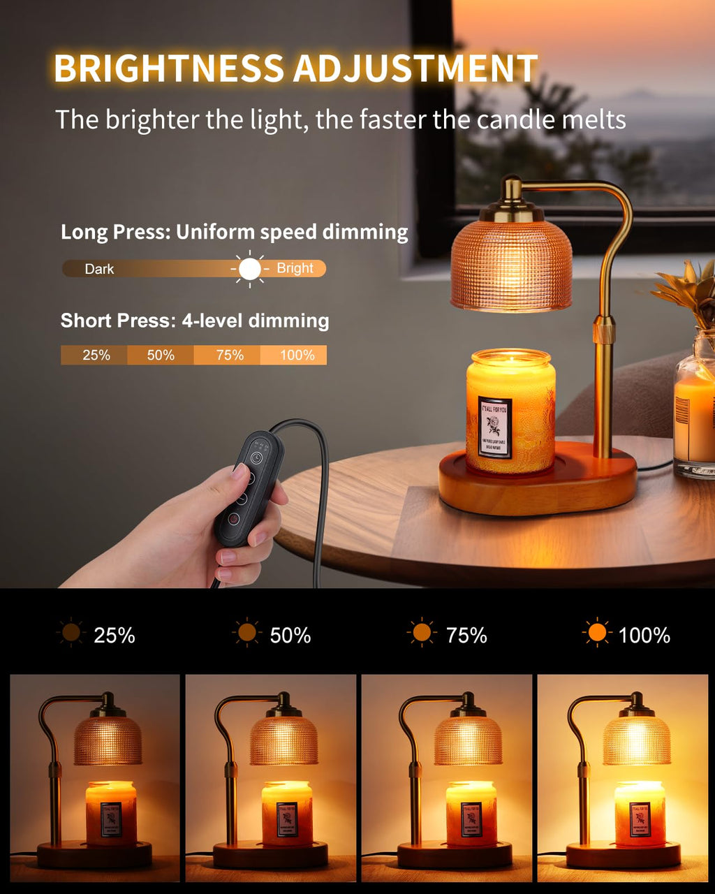 Electric Candle Warmer Lamp with Timer Dimmable Height Adjustable Q5257