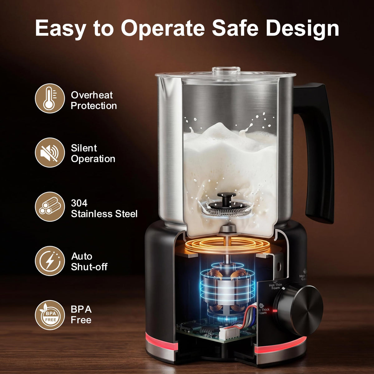 Black Electric Milk Frother and Steamer C87868