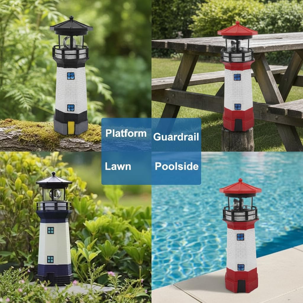Solar Lighthouse Rotating Beacon Light Z78008