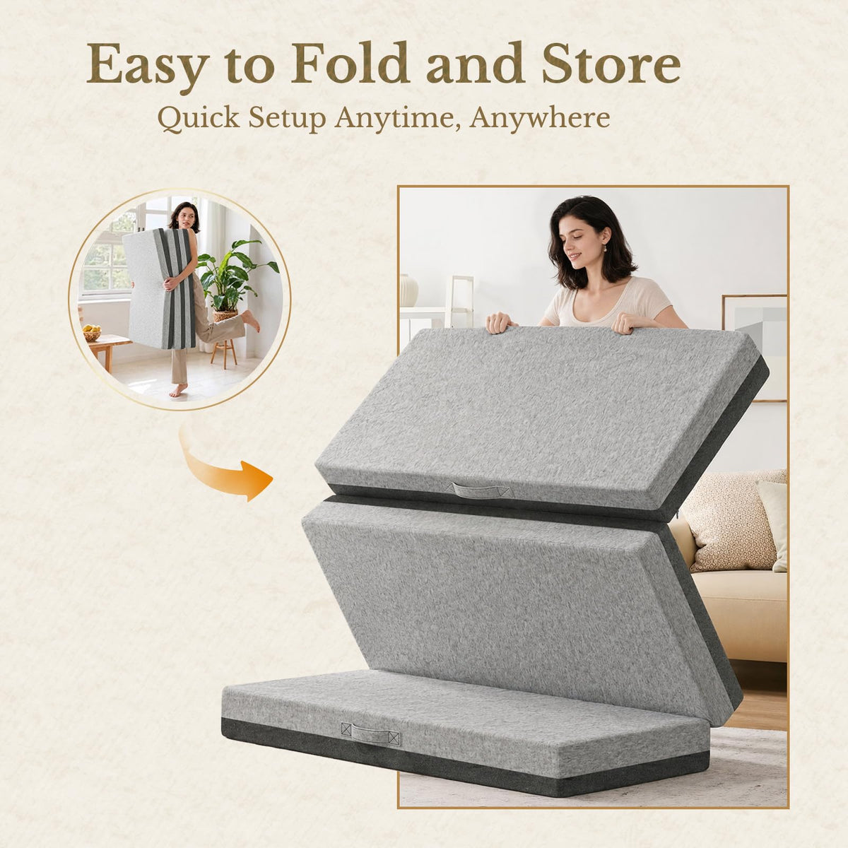 6 Inch Tri-Fold Memory Foam Mattress N87579