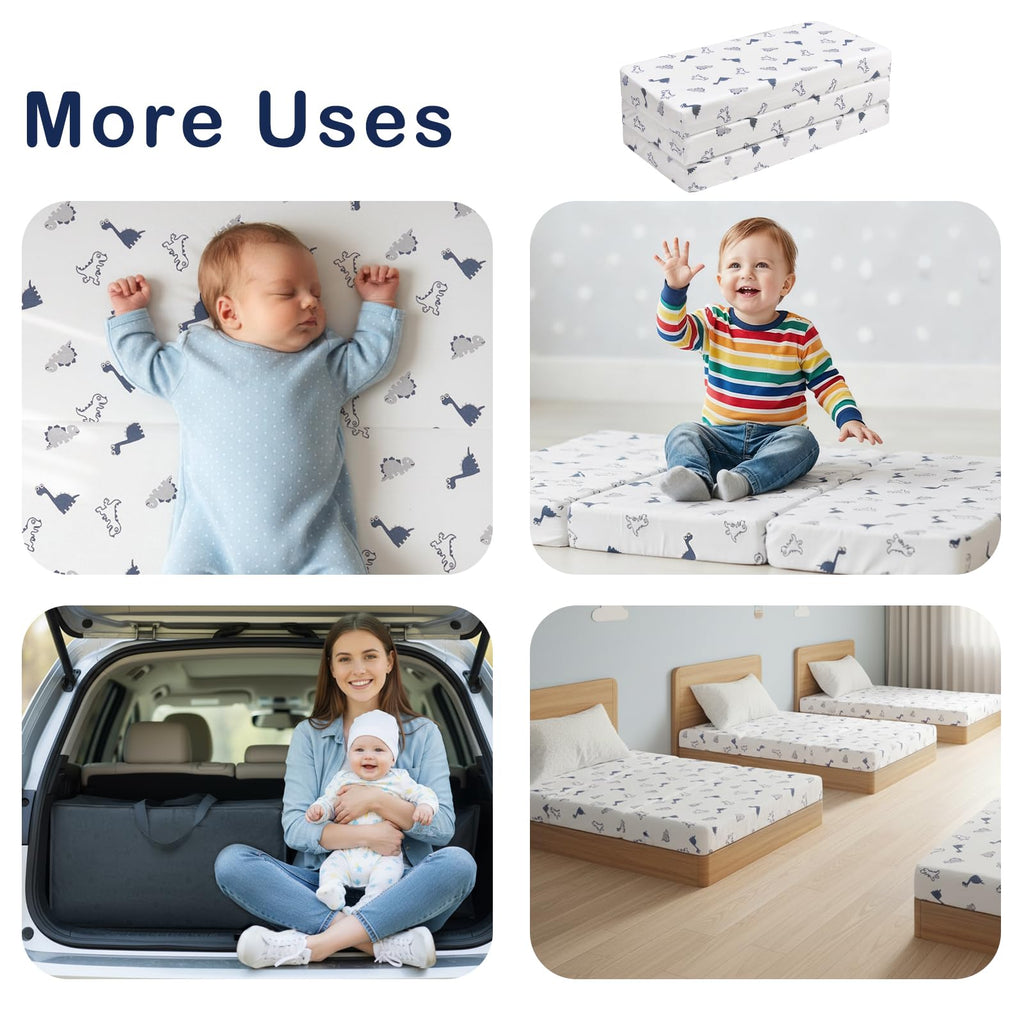 Trifold Pack and Play Mattress 38'' x 26'' x 3'' Memory Foam W4023