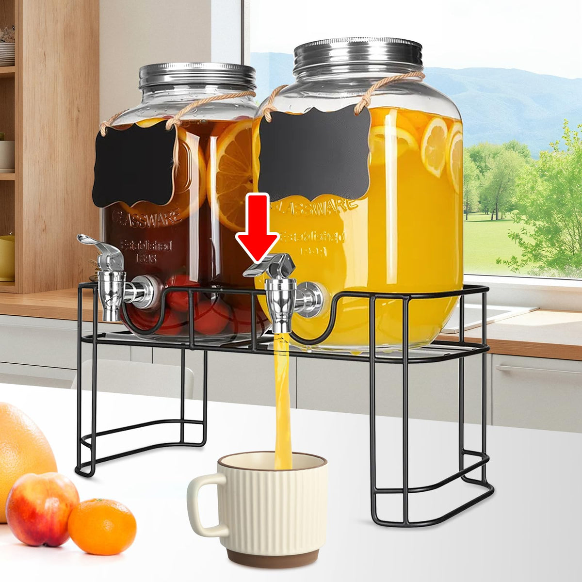 1 Gallon Glass Beverage Dispenser Jars K60013