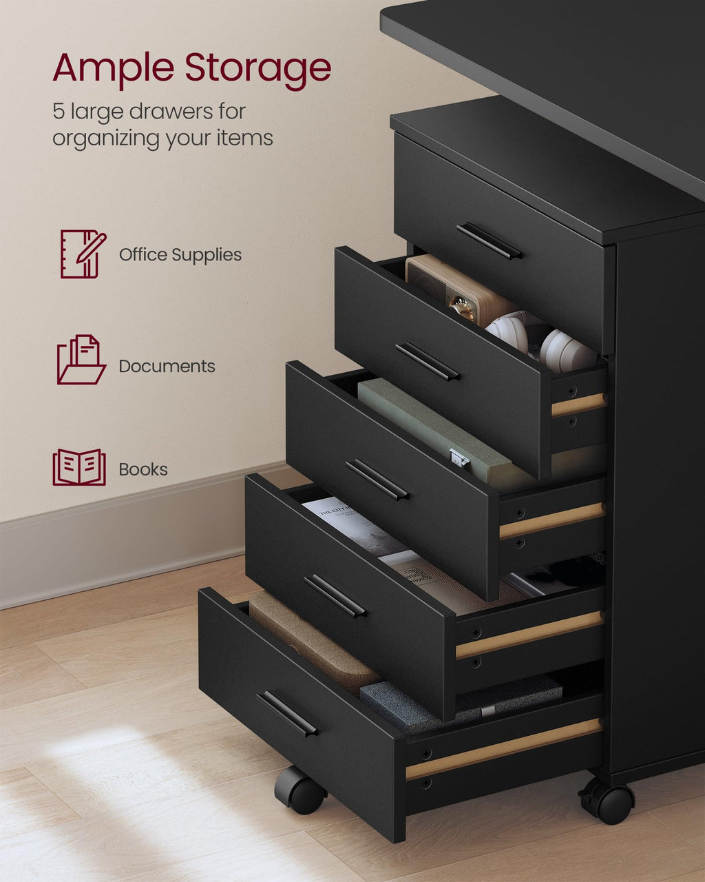 Mobile Pedestal Filing Cabinet with Wheels R364