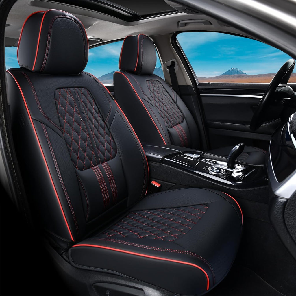Black Nappa Leather Car Seat Covers Full Set S1715