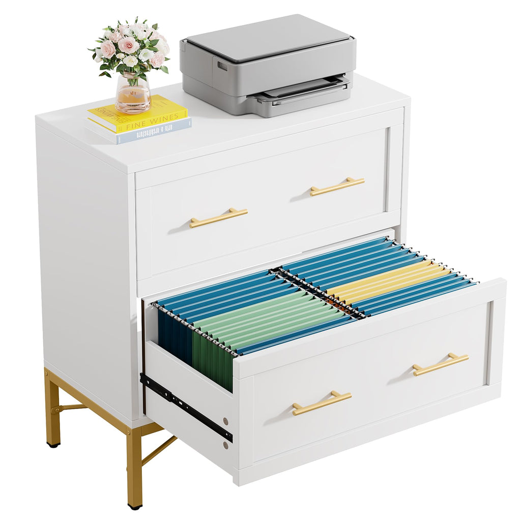White 2 Drawer Wood File Cabinet Y6577