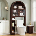 Over the Toilet Storage Cabinet with Arched Top, 68" Tall, Dark Walnut F479