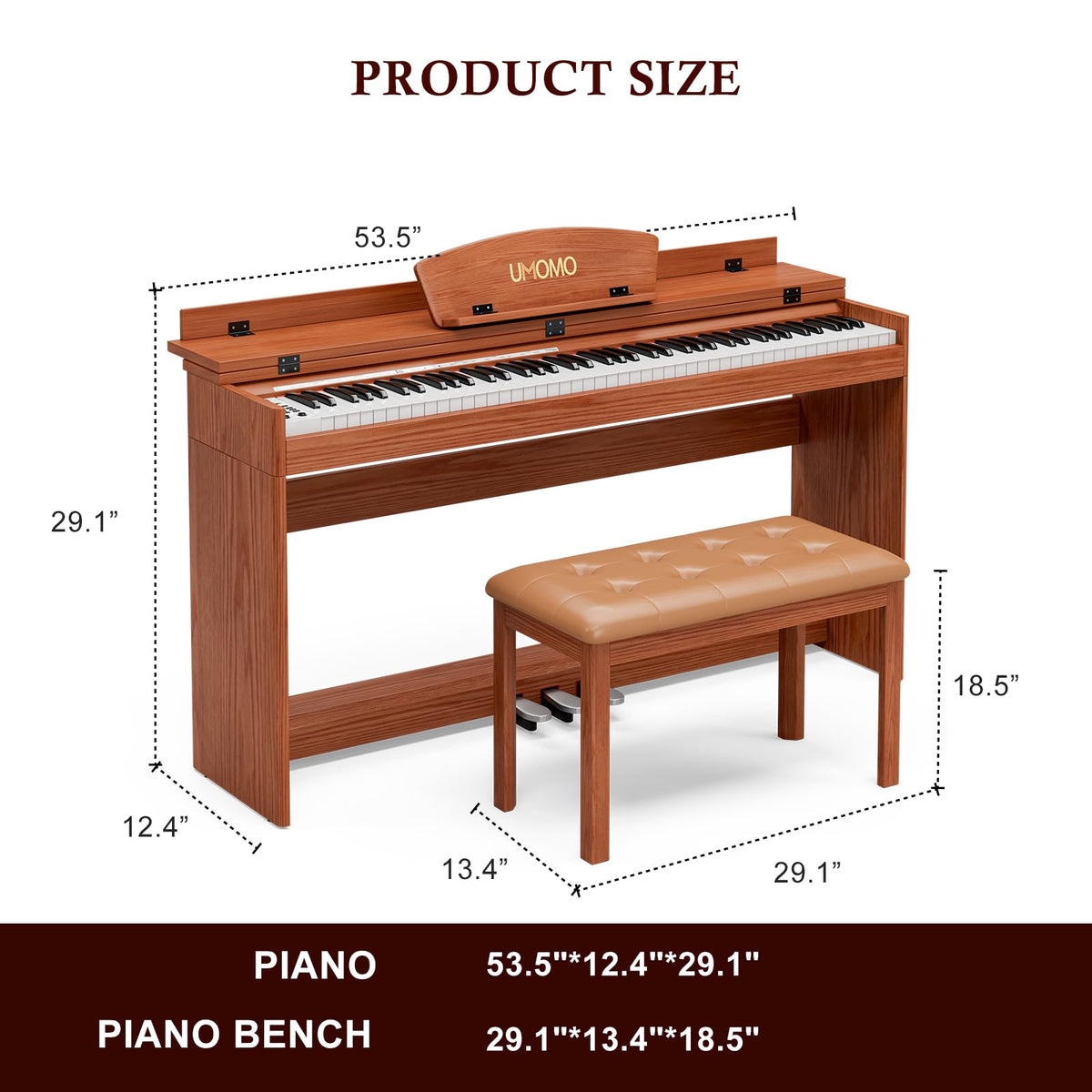 88 Weighted Keys Upright Digital Piano with Bench M796